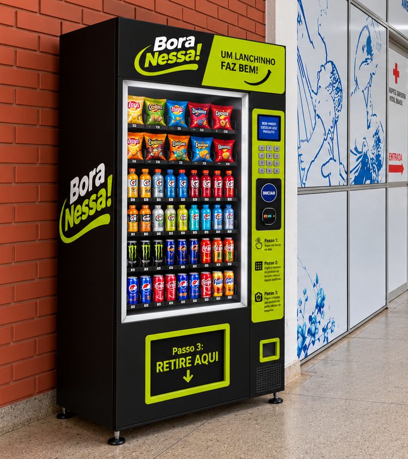 BORA NESSA! instalada no corredor externo de um ambulatório